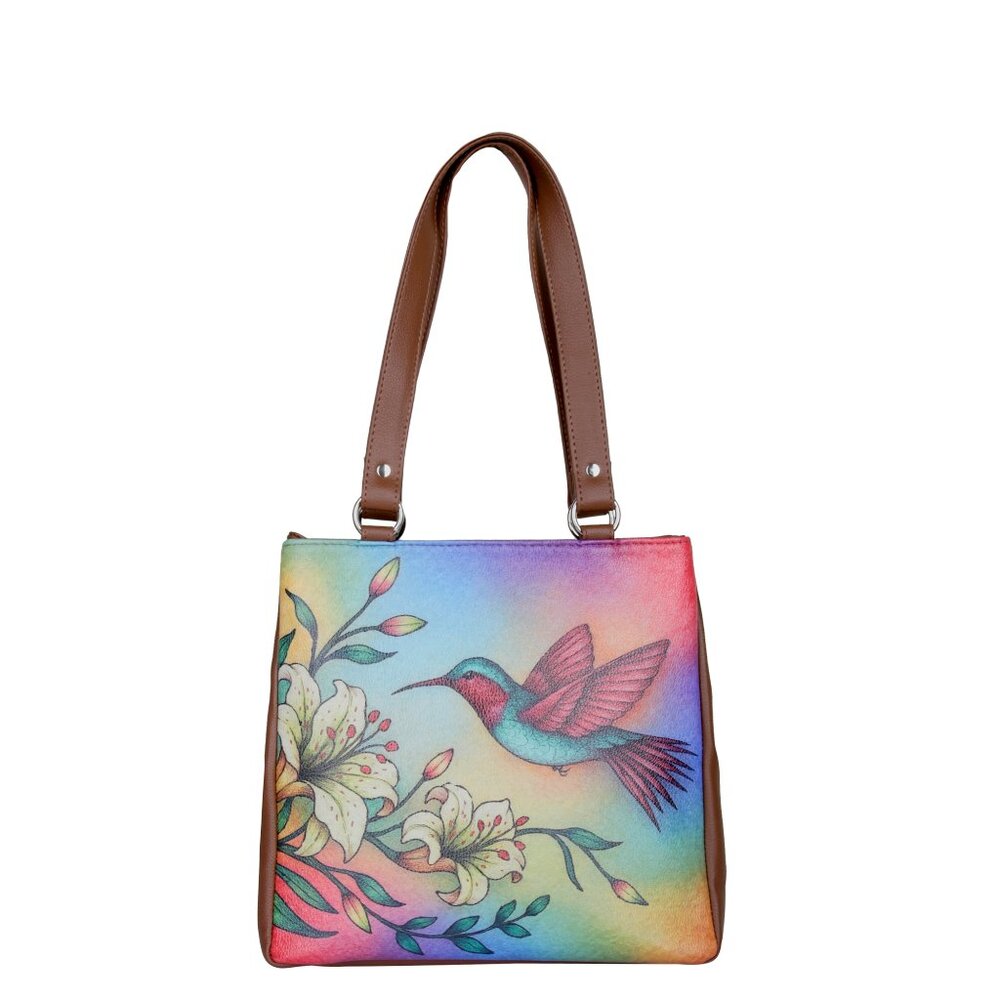 Printed Vegan Leather Shoulder Tote Bag for Women – Top Handle Handbag Purse
